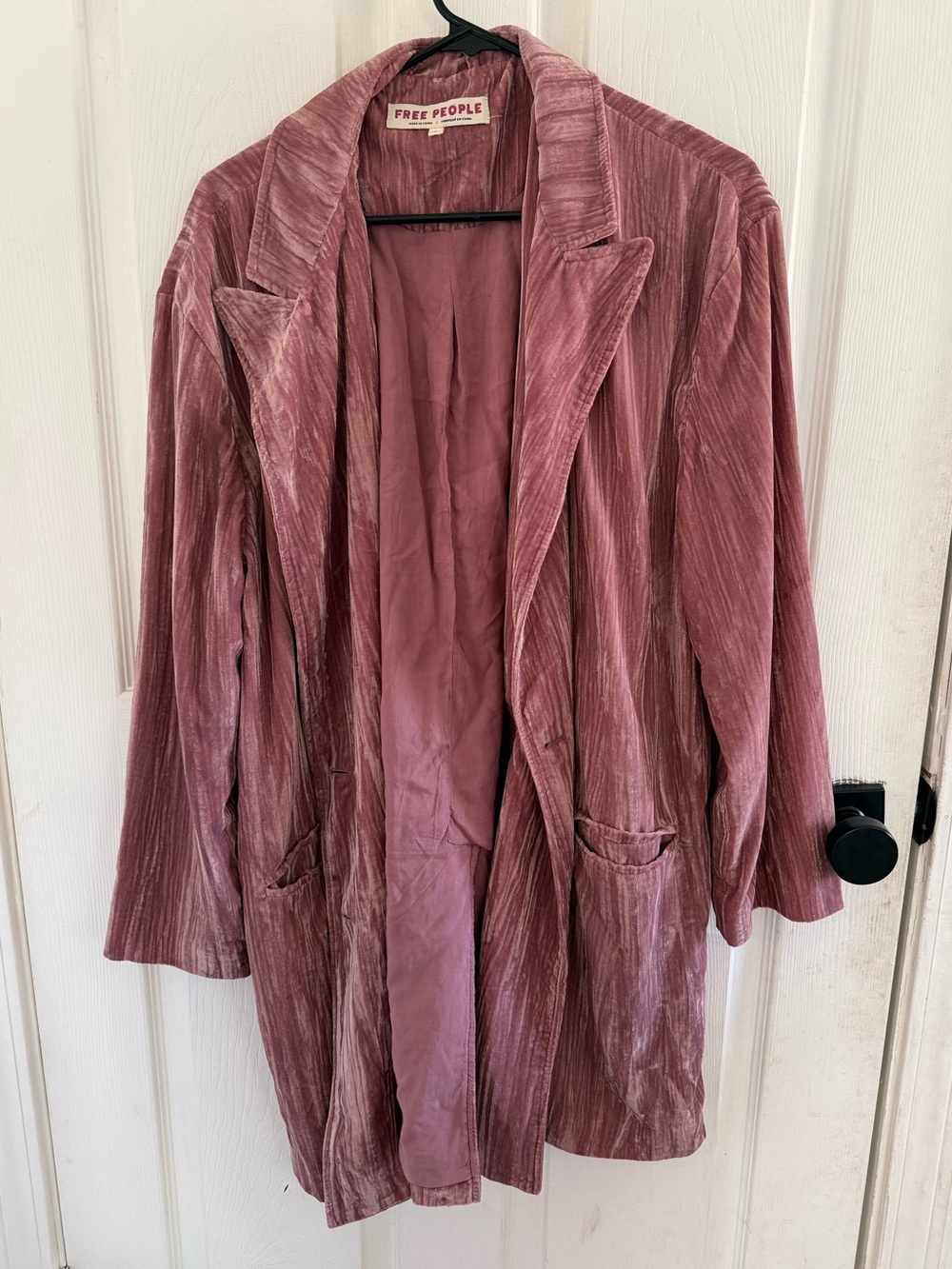 Urban Renewal Crushed Velvet Double Breasted Blazer Dusty Mauve Size Medium